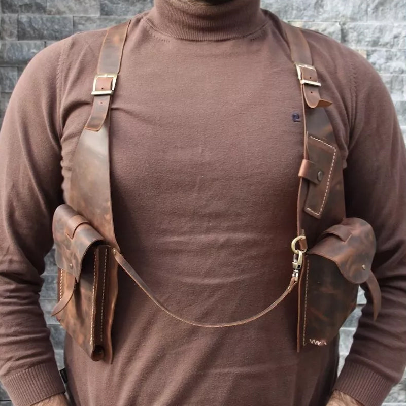 Medieval Steampunk Retro Strap Armpit Shoulder Bag in PU Leather, view 3