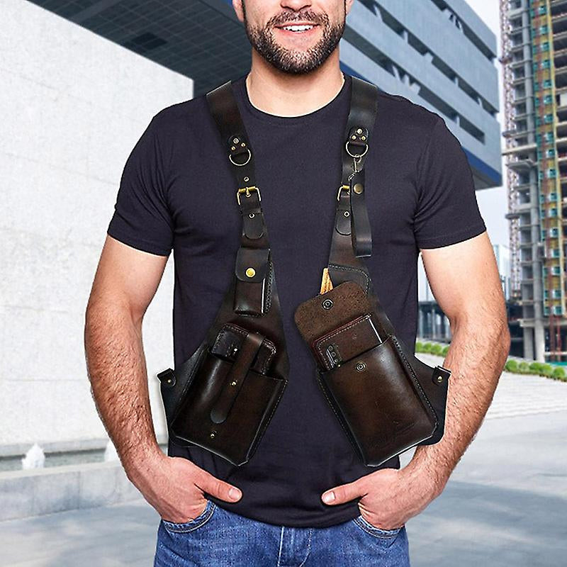 Medieval Steampunk Retro Strap Armpit Shoulder Bag in PU Leather, view 6
