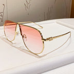 Men's Oversized Aviator Sunglasses with Metallic Frame and Gradient Lenses, view 10