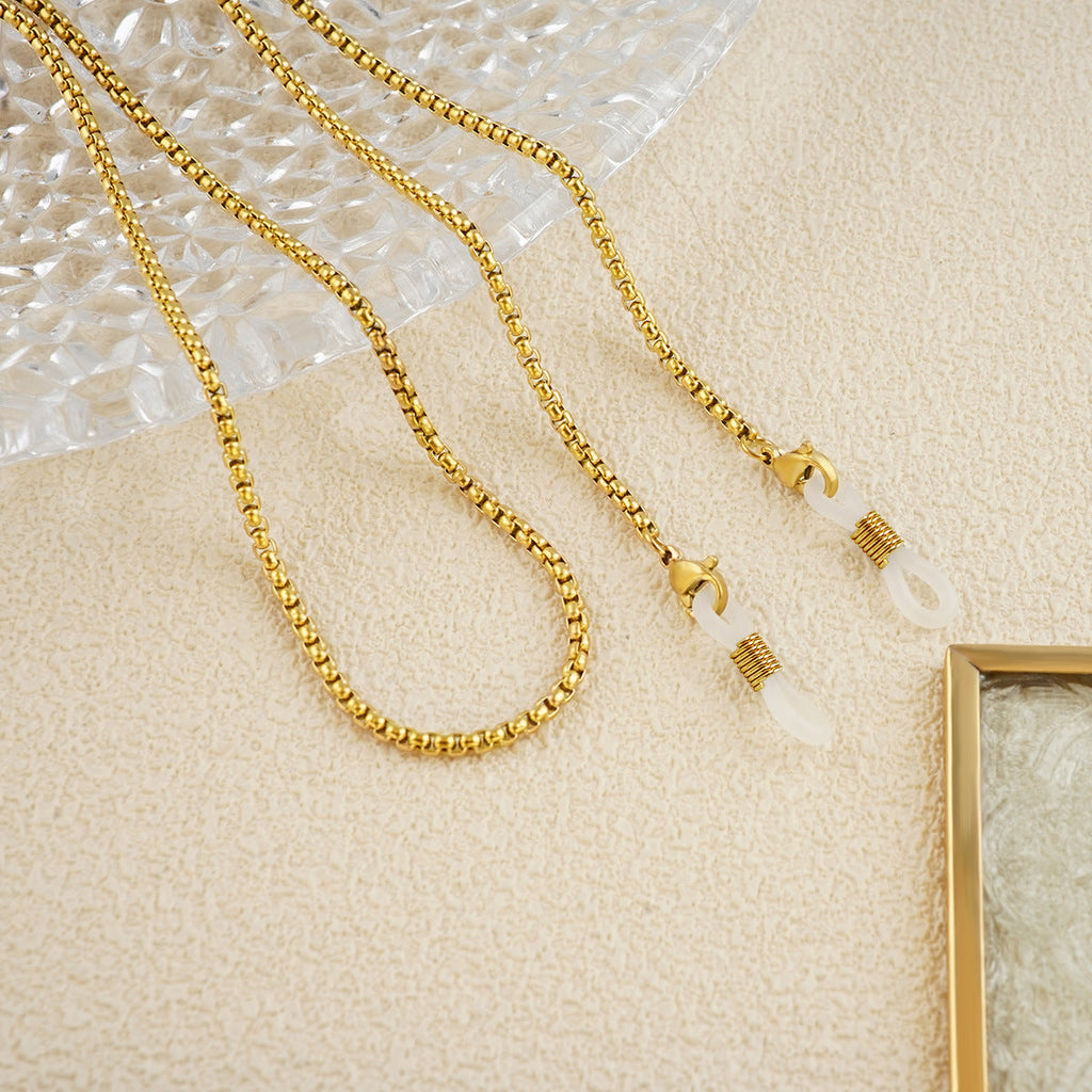 Metal Eyewear Chain with Rubber Grips and Adjustable Length, view 3