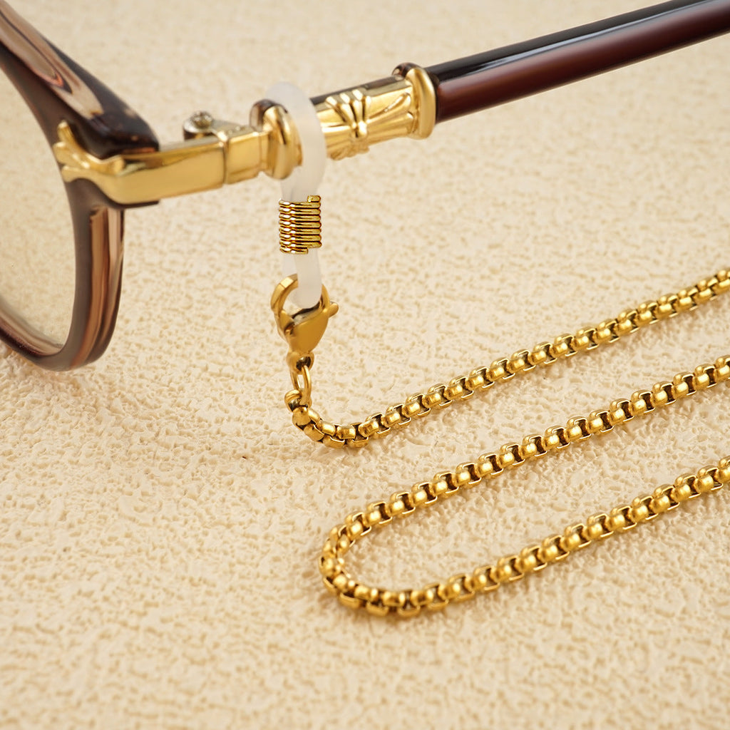 Metal Eyewear Chain with Rubber Grips and Adjustable Length, view 4