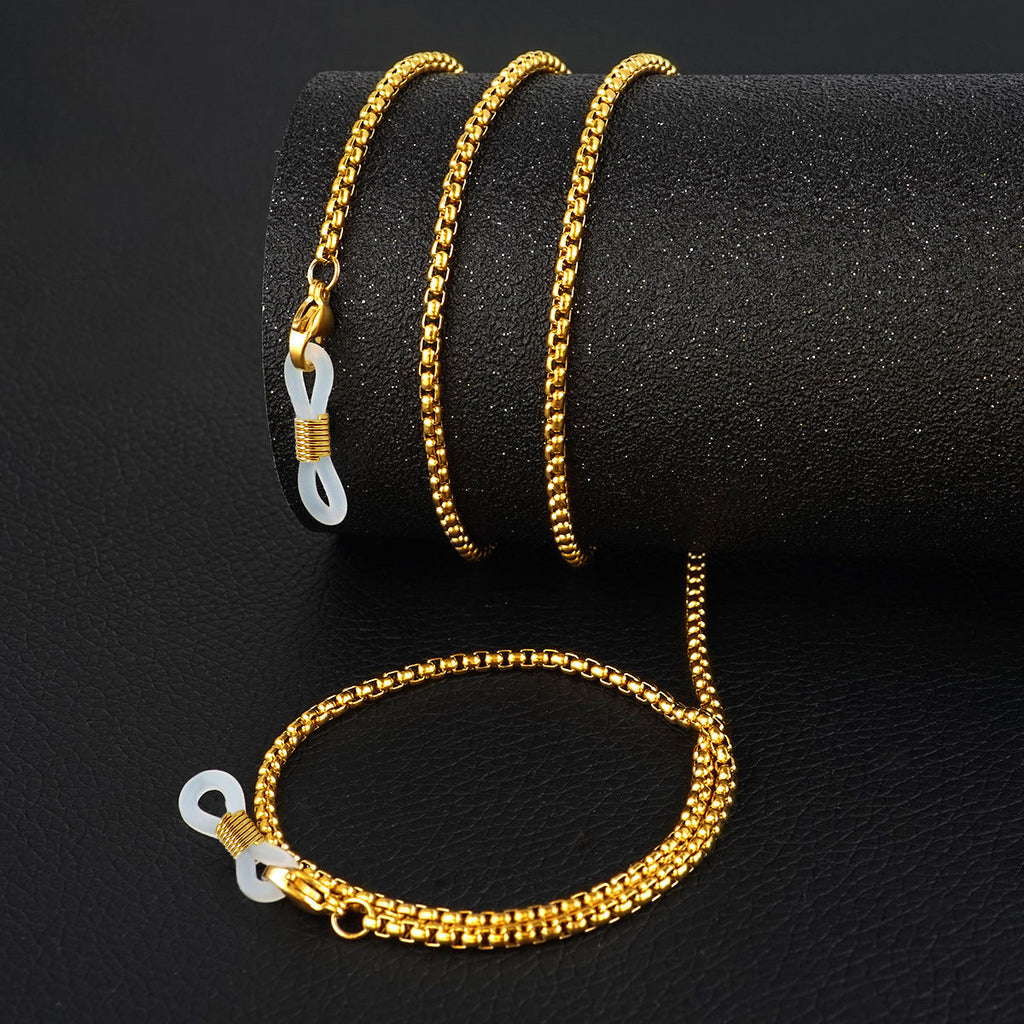 Metal Eyewear Chain with Rubber Grips and Adjustable Length