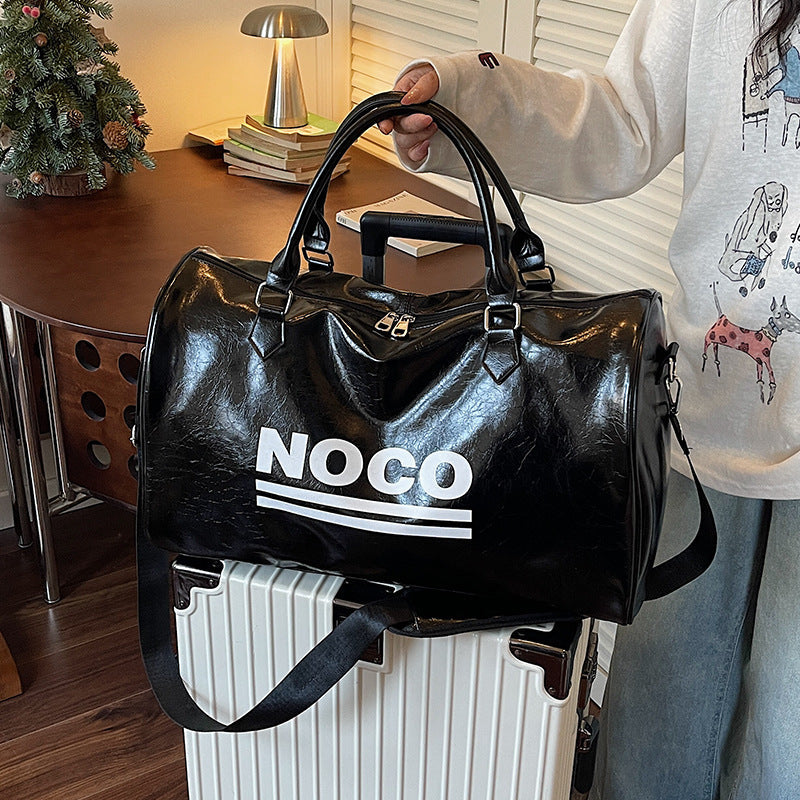 Metallic Travel Duffel Bag with Adjustable Shoulder Strap and Zipper Closure, view 3