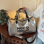 Metallic Travel Duffel Bag with Adjustable Shoulder Strap and Zipper Closure, view 4