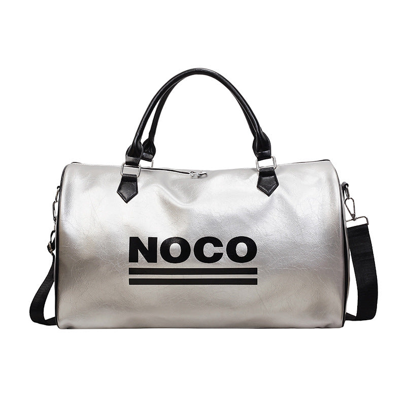 Metallic Travel Duffel Bag with Adjustable Shoulder Strap and Zipper Closure, view 5