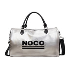 Metallic Travel Duffel Bag with Adjustable Shoulder Strap and Zipper Closure, view 5