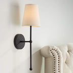 Metallic Vertical Wall Lamp with Cone-Shaped Fabric Shade | Thrascher