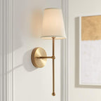Metallic Vertical Wall Lamp with Cone-Shaped Fabric Shade | Thrascher