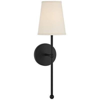 Metallic Vertical Wall Lamp with Cone-Shaped Fabric Shade | Thrascher