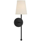Metallic Vertical Wall Lamp with Cone-Shaped Fabric Shade | Thrascher
