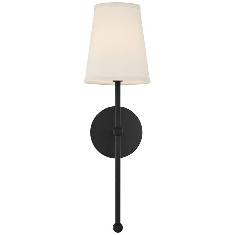 Metallic Vertical Wall Lamp with Cone-Shaped Fabric Shade | Thrascher