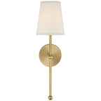 Metallic Vertical Wall Lamp with Cone-Shaped Fabric Shade | Thrascher
