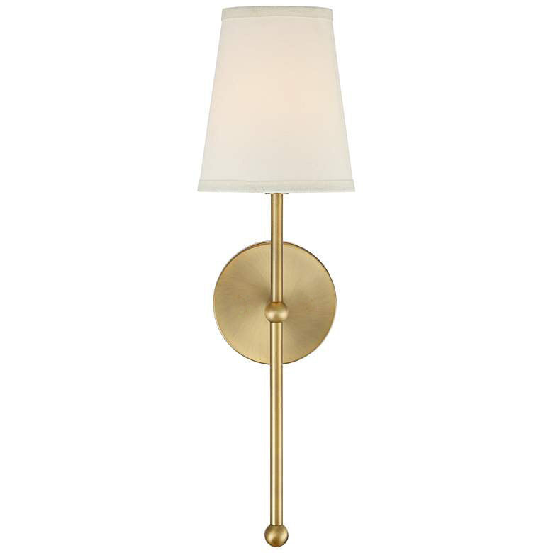Metallic Vertical Wall Lamp with Cone-Shaped Fabric Shade | Thrascher