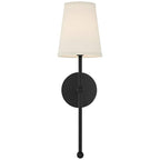 Metallic Vertical Wall Lamp with Cone-Shaped Fabric Shade | Thrascher