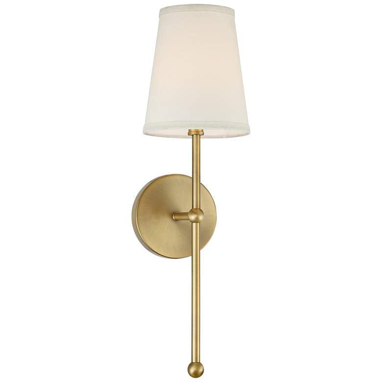 Metallic Vertical Wall Lamp with Cone-Shaped Fabric Shade | Thrascher