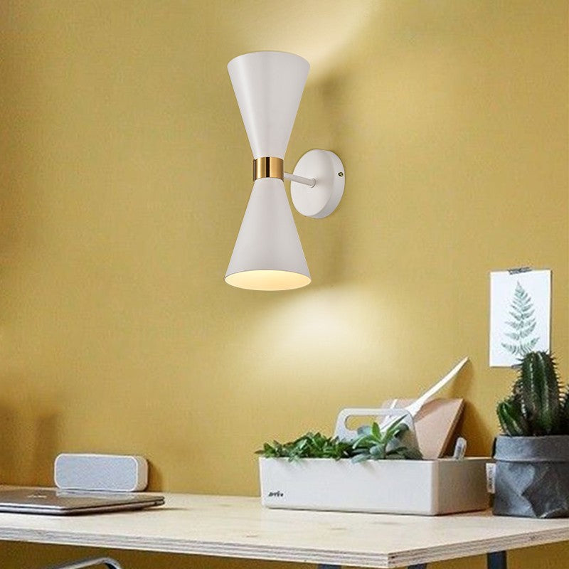 Mid-Century Double-Cone Wall Lamp with Brass Accent | Thrascher