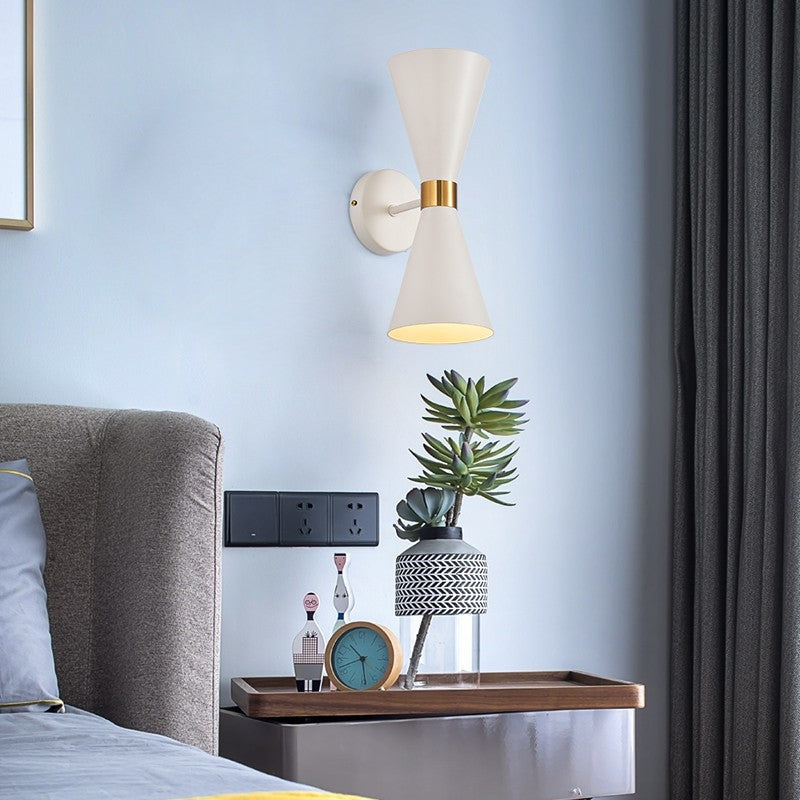Mid-Century Double-Cone Wall Lamp with Brass Accent | Thrascher