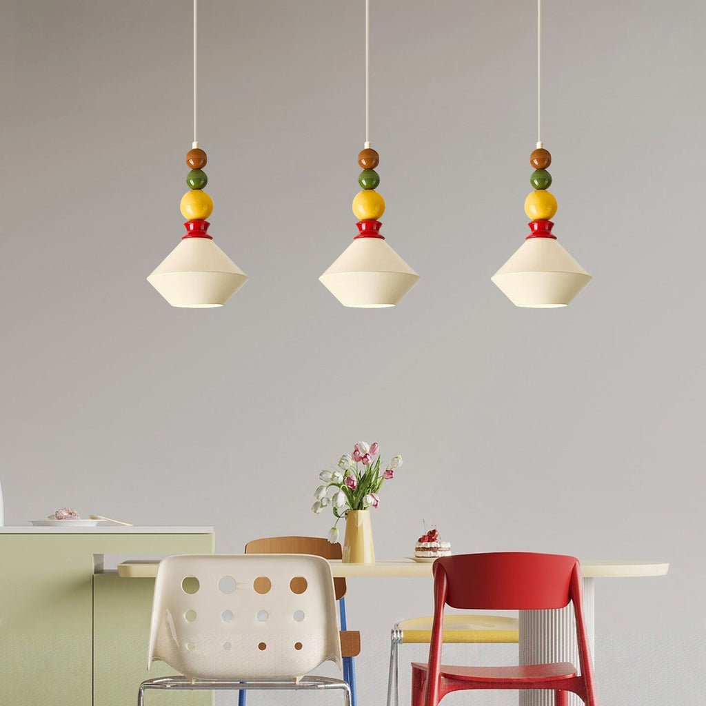 Mid-Century Geometric Ceramic Bead Pendant Light | Thrascher