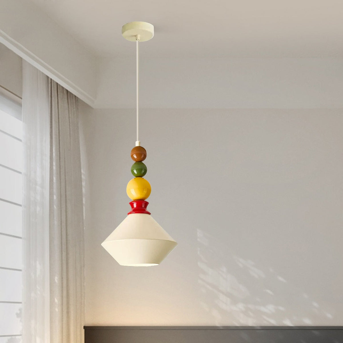 Mid-Century Geometric Ceramic Bead Pendant Light | Thrascher