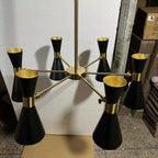 Mid-Century Six-Arm Double Cone Chandelier with Adjustable Swing Shades | Thrascher