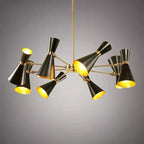 Mid-Century Six-Arm Double Cone Chandelier with Adjustable Swing Shades | Thrascher
