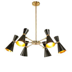Mid-Century Six-Arm Double Cone Chandelier with Adjustable Swing Shades | Thrascher