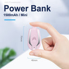 Mini Portable Power Bank, 1,500 mAh, USB-C Output, Micro USB Input, view 13