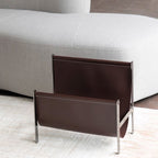 Minimalist Leather and Chrome Magazine Rack for Home or Office, view 3