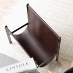 Minimalist Leather and Chrome Magazine Rack for Home or Office, view 4