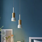 Minimalist Wood and Metal Pendant Lamp with Small Shade Dome | Thrascher