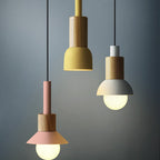 Minimalist Wood and Metal Pendant Lamp with Small Shade Dome | Thrascher