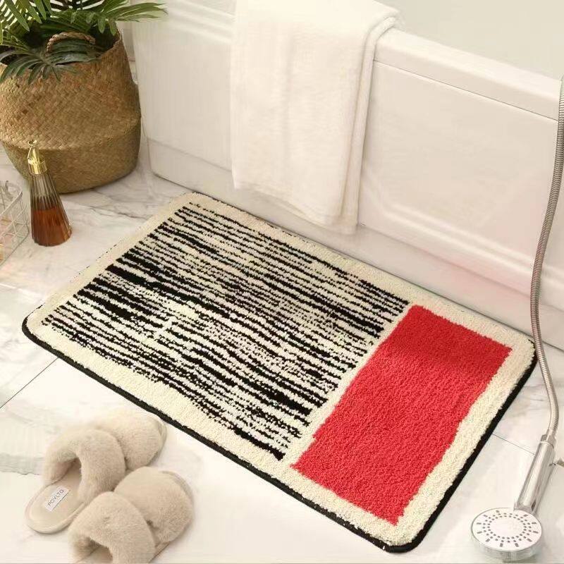 Modern Abstract Pattern Bath Mat with Non-Slip Latex Backing, view 4