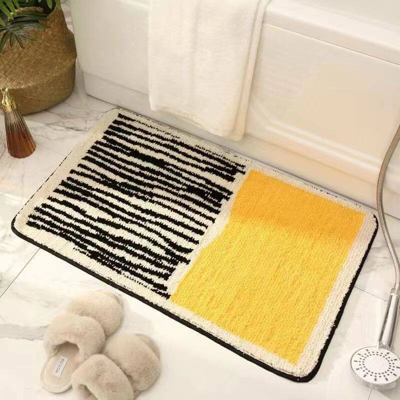 Modern Abstract Pattern Bath Mat with Non-Slip Latex Backing