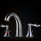 Modern Brass Widespread Bathroom Sink Faucet, 2 Handles, Low Arc, view 11
