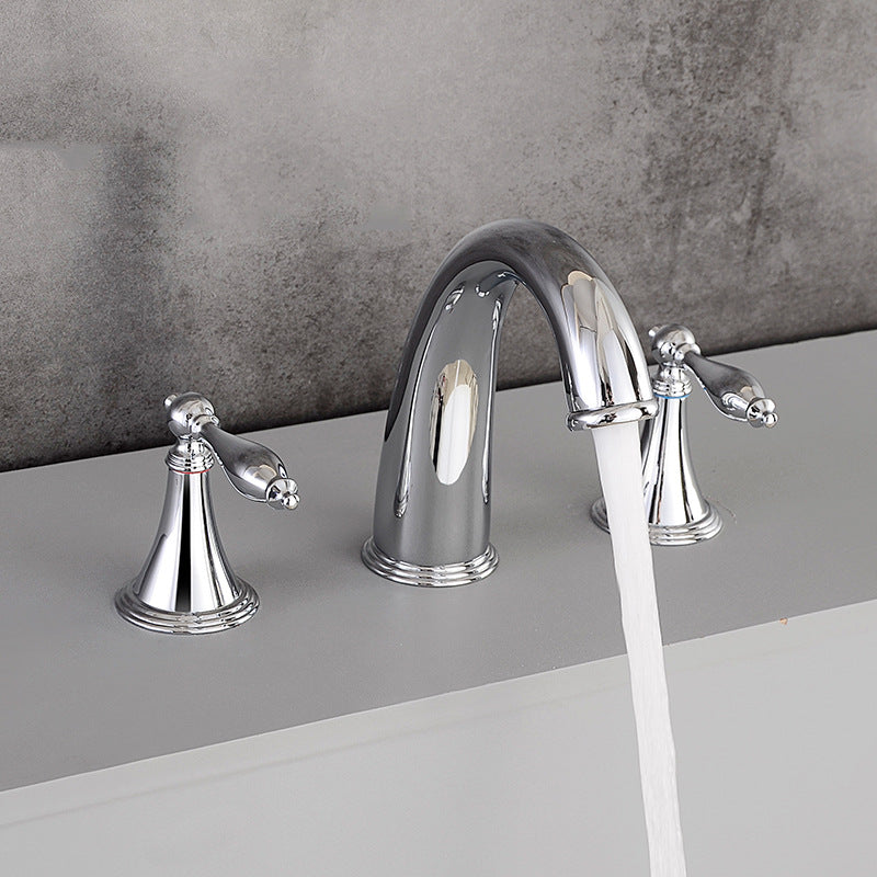 Modern Brass Widespread Bathroom Sink Faucet, 2 Handles, Low Arc, view 12