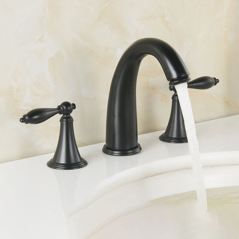 Modern Brass Widespread Bathroom Sink Faucet, 2 Handles, Low Arc, view 19