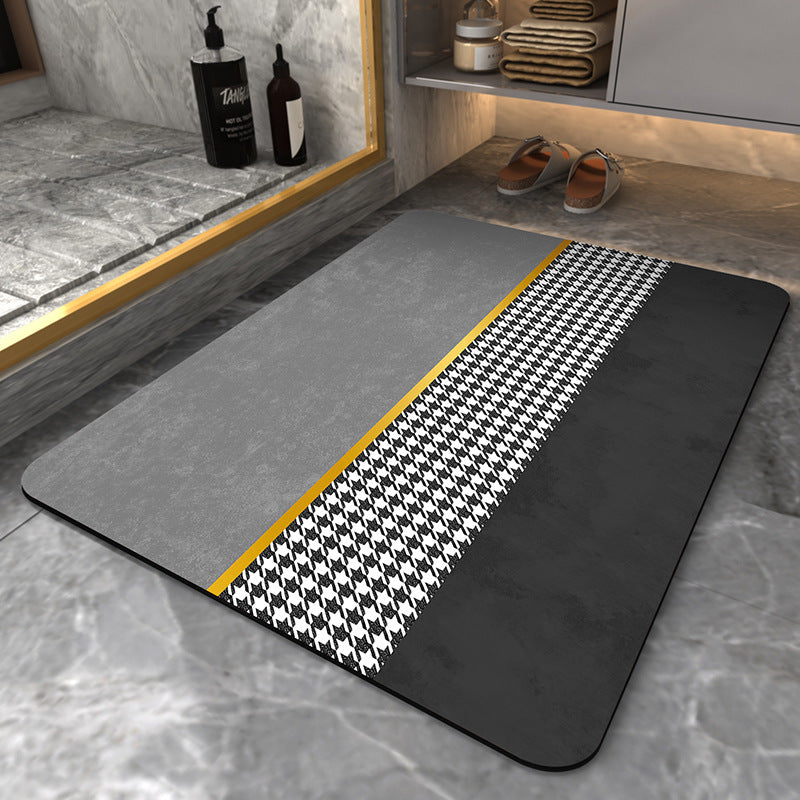 Modern Geometric Bath Mat Polyester Textile Non Slip | Thrascher