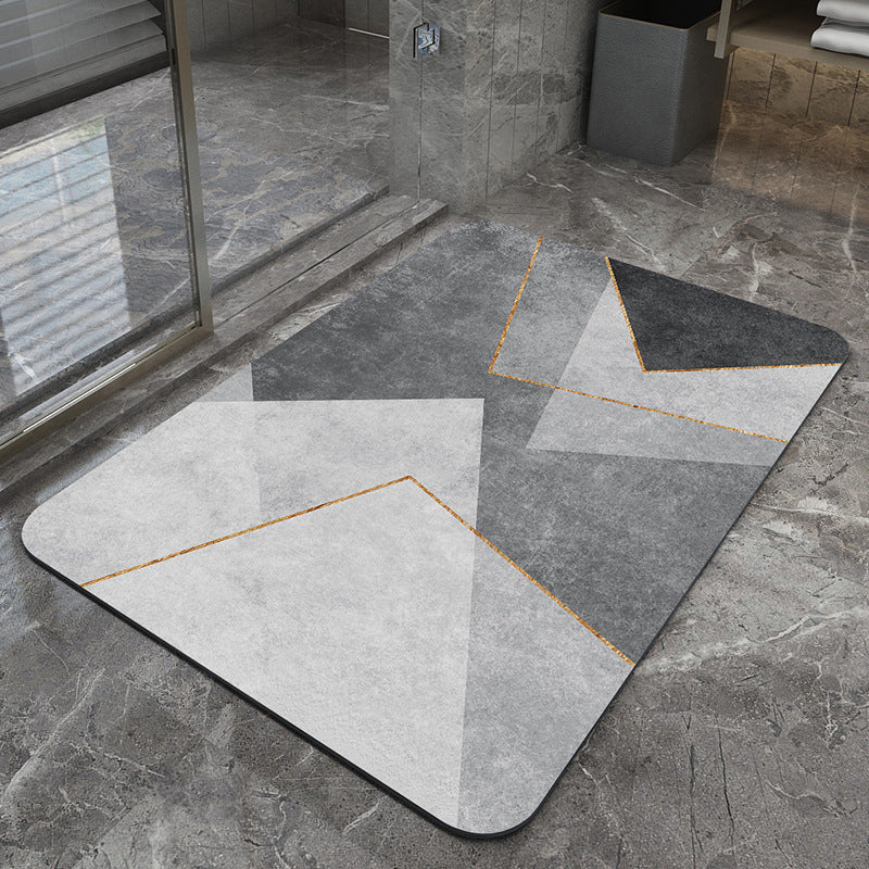 Modern Geometric Bath Mat Polyester Textile Non Slip | Thrascher