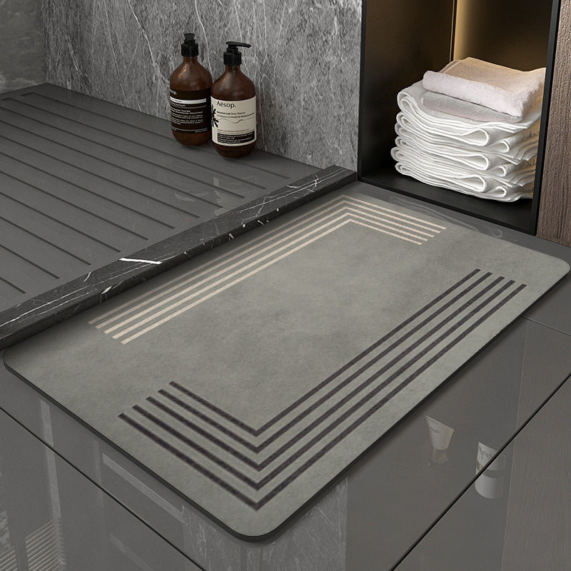Modern Geometric Bath Mat Polyester Textile Non Slip | Thrascher