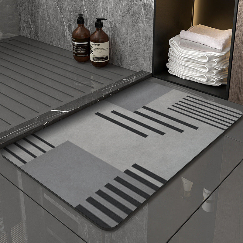 Modern Geometric Bath Mat Polyester Textile Non Slip | Thrascher