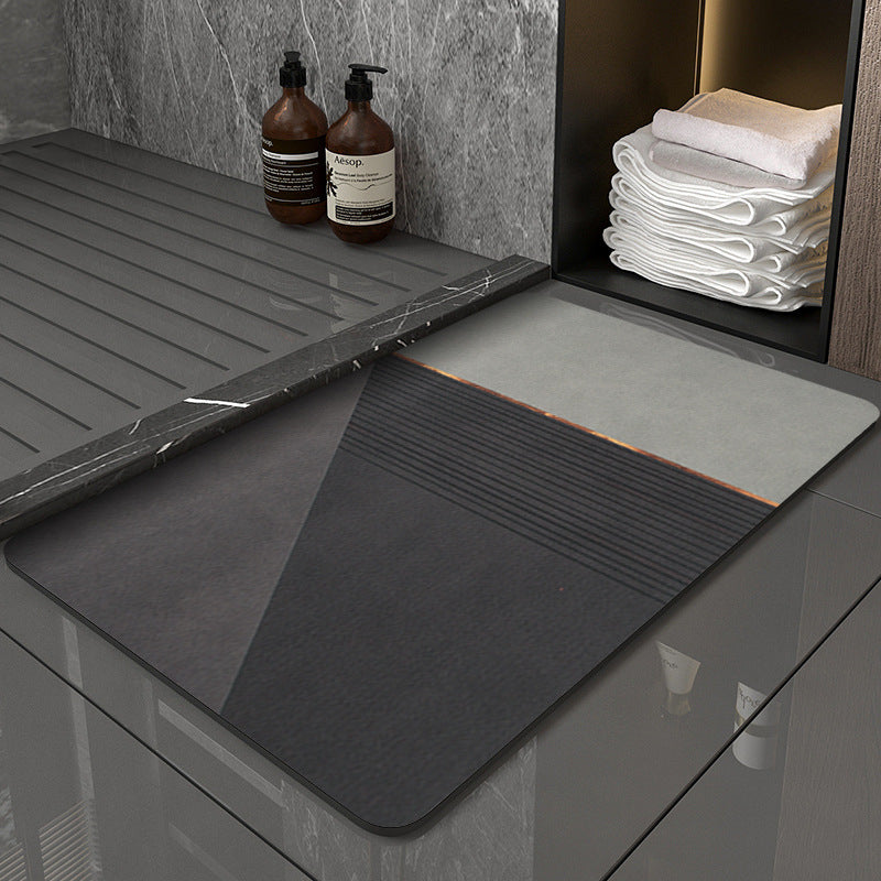Modern Geometric Bath Mat Polyester Textile Non Slip | Thrascher