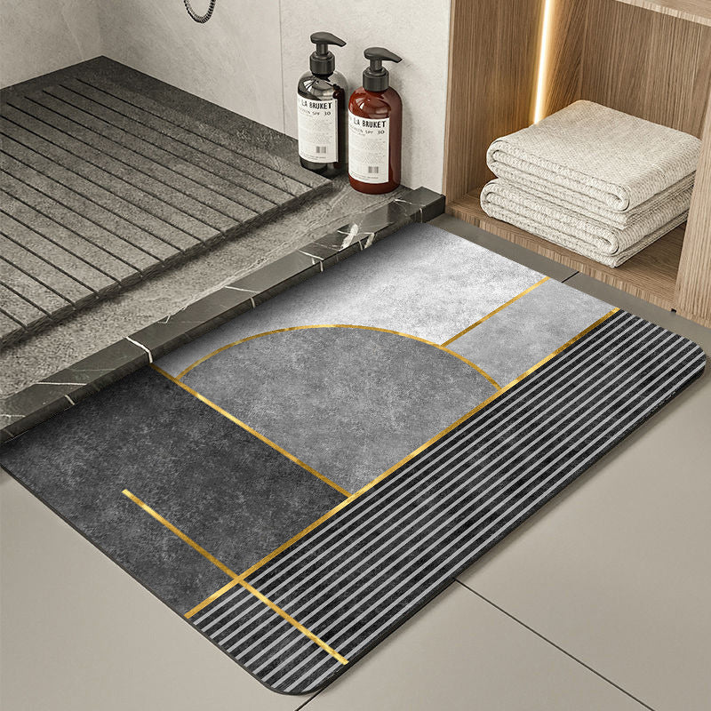 Modern Geometric Bath Mat Polyester Textile Non Slip | Thrascher