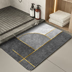 Modern Geometric Bath Mat Polyester Textile Non Slip | Thrascher