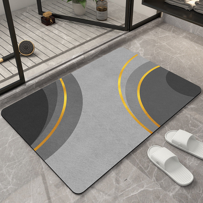 Modern Geometric Bath Mat Polyester Textile Non Slip | Thrascher