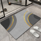 Modern Geometric Bath Mat Polyester Textile Non Slip | Thrascher