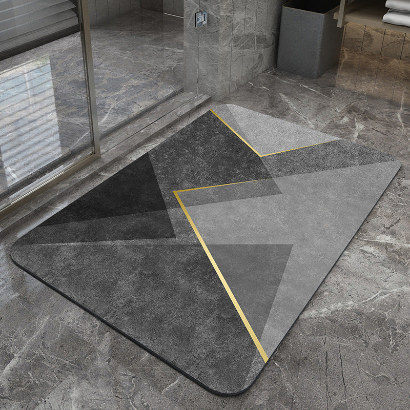 Modern Geometric Bath Mat Polyester Textile Non Slip | Thrascher