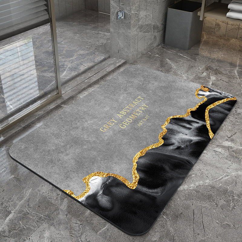 Modern Geometric Bath Mat Polyester Textile Non Slip | Thrascher