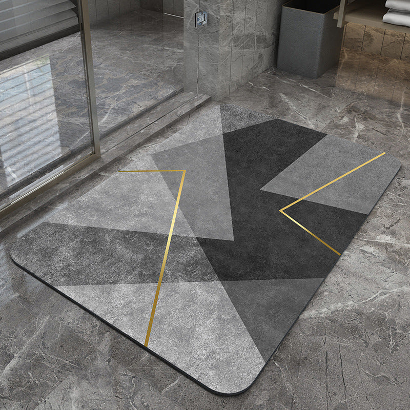 Modern Geometric Bath Mat Polyester Textile Non Slip | Thrascher