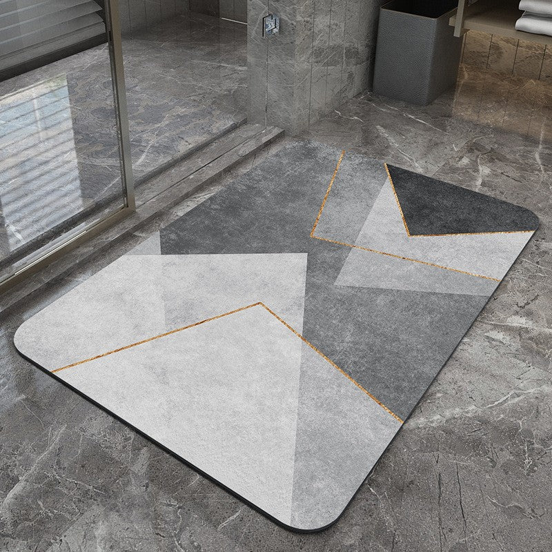 Modern Geometric Bath Mat Polyester Textile Non Slip | Thrascher