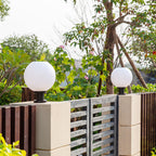 Modern Globe Fence Post Lights, Stainless Steel Base, Solar Options, view 3